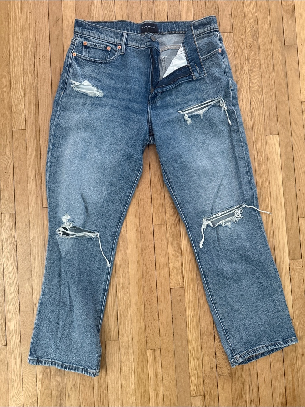 Lucky Brand Distressed Light Blue Boyfriend Jeans
